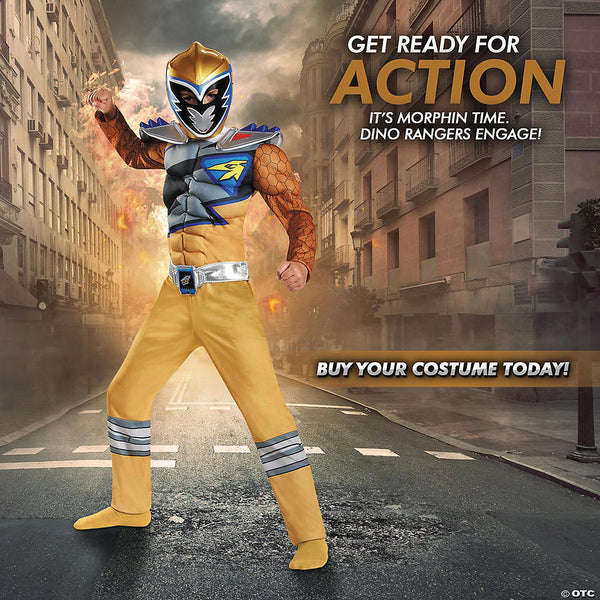 Boy's Gold Ranger Classic Muscle Costume - Dino Charge