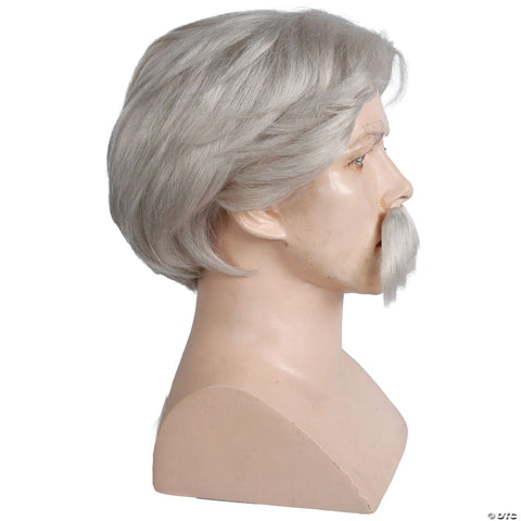 Adults White Mark Twain Wig & Moustache