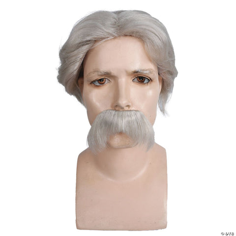 Adults White Mark Twain Wig & Moustache