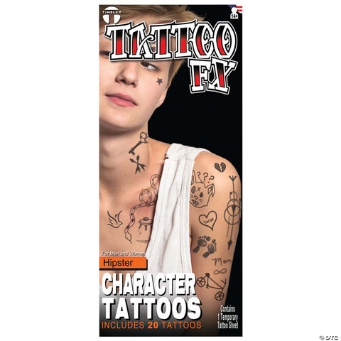 Tinsley Transfers Character Hipster Stick & Poke Temporary Tattoos