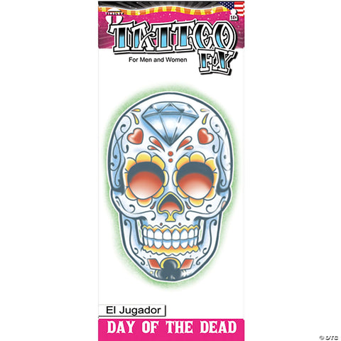 Tinsley Transfers Day of the Dead El Jugador Temporary Tattoo