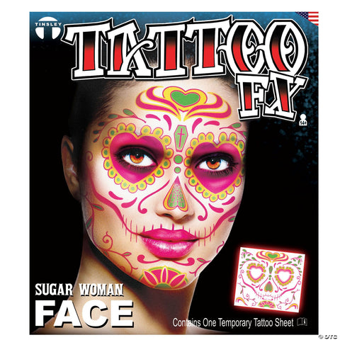 Tinsley Transfers Sugar Woman Face Temporary Tattoo