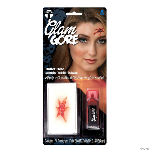 Tinsley Transfers Glam Gore Bullet Hole 3D FX Transfer Prosthetic