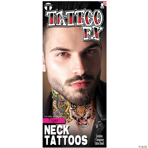Tinsley Transfers Neck Tattoo Tiger Temporary Tattoos
