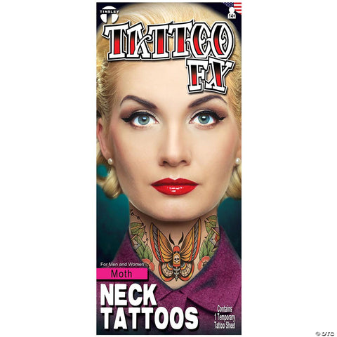 Tinsley Transfers Neck Tattoo Moth Temporary Tattoos