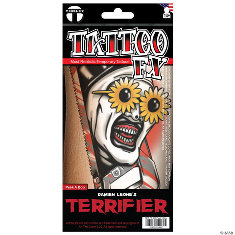 Tinsley Transfers Terrifier™ Art the Clown Peek A Boo Temporary Tattoo