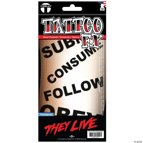 Tinsley Transfers They Live™ Propaganda Temporary Tattoo