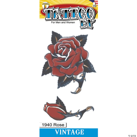 Tinsley Transfers Vintage 1940 Rose Temporary Tattoo