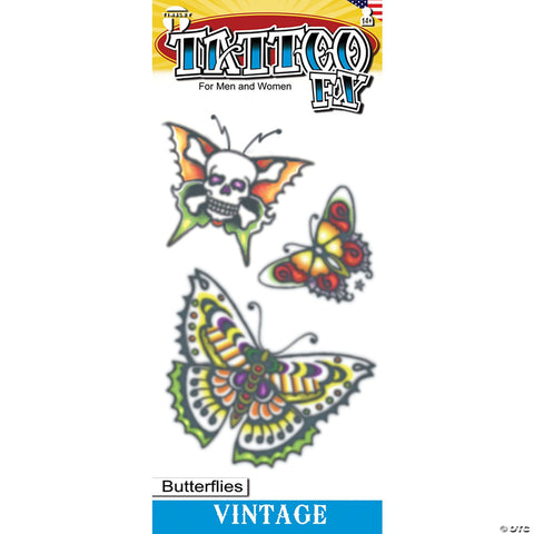 Tinsley Transfers Vintage 1960 Butterflies Temporary Tattoo