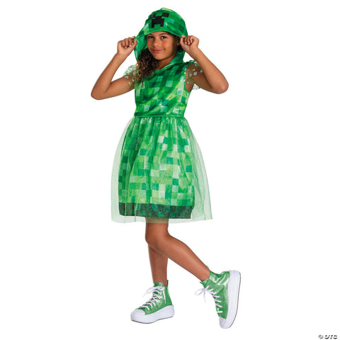 Kids Minecraft™ Creeper Hooded Dress Costume - Large 10-12
