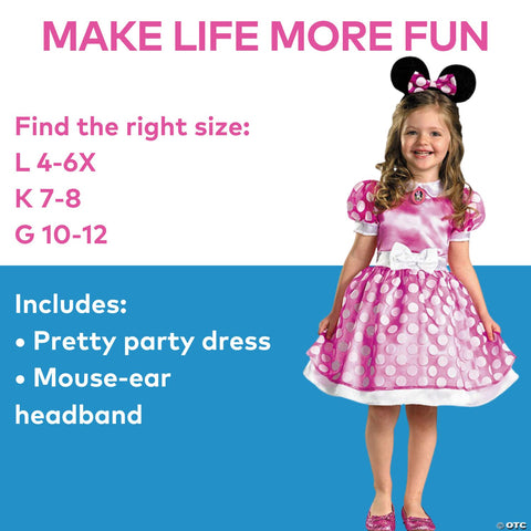 Girl's Pink Minnie Mouse Classic Costume | Horror-Shop.com