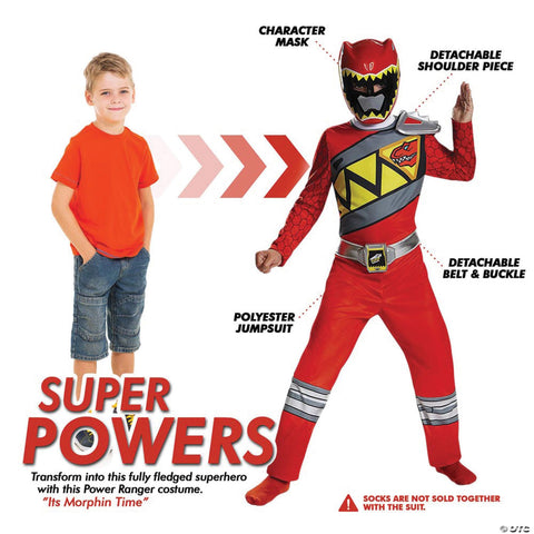 Boy's Red Ranger Classic Costume - Dino Charge
