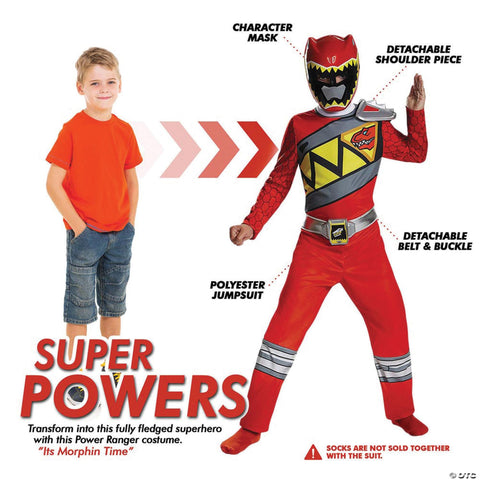 Boy's Red Ranger Classic Costume - Dino Charge