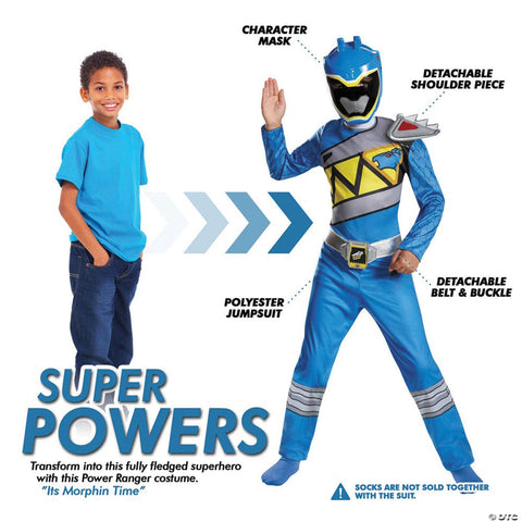 Boy's Blue Ranger Classic Costume - Dino Charge