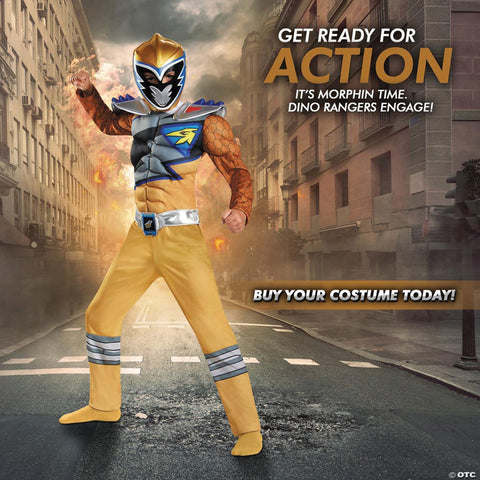 Boy's Gold Ranger Classic Muscle Costume - Dino Charge