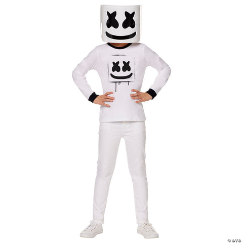 Kids Black & White Marshmello Halloween Costume -  10-12