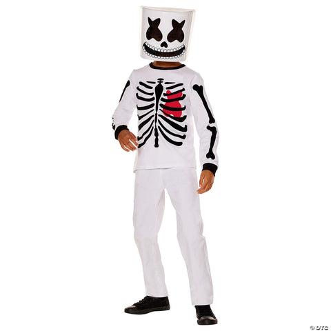 Kids Marshmello Black & White Mello Skeleton Costume -  10-12