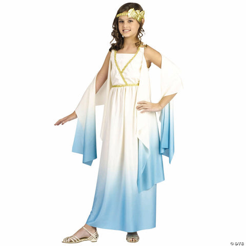 Girl’s White & Blue Dress Greek Goddess Costume -  12-14