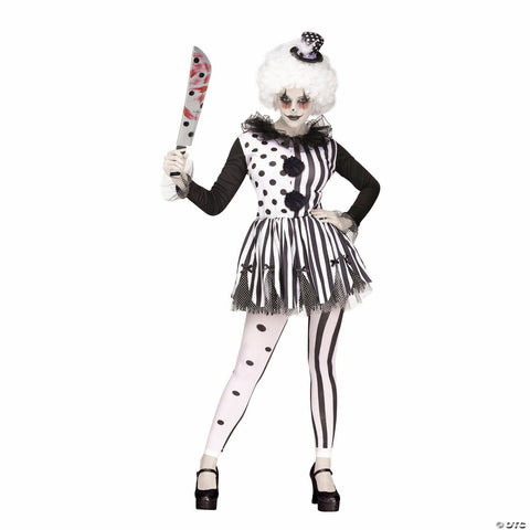 Women’s Black & White Killer Clown Costume - Medium-Large 10-14