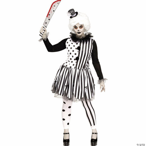 Women’s Black & White Killer Clown Costume - Plus Size 1X 16W-20W