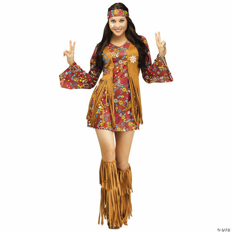 Women’s Multicolor Peace & Love Hippie Costume - Medium-Large 10-14