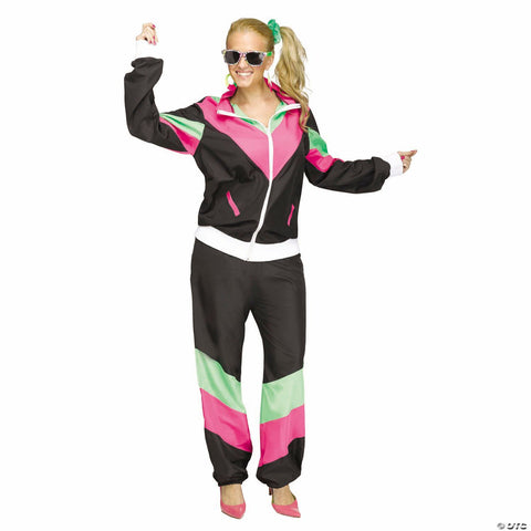 Women’s Multicolor 80’s Track Suit Costume - Medium-Large 10-14