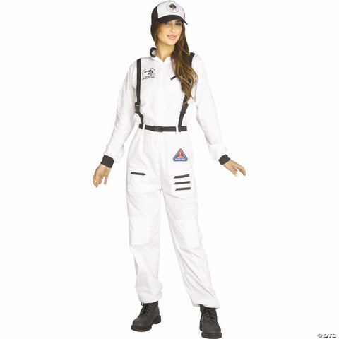 Women’s Black & White Jumpsuit Astronaut Costume -  12-14