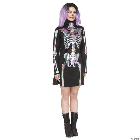 Adults Holographic Skeleton Costume - Medium/Large