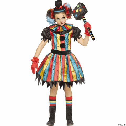 Girl’s Multicolor Polyester Carny Clown Costume - Extra Large 14-16