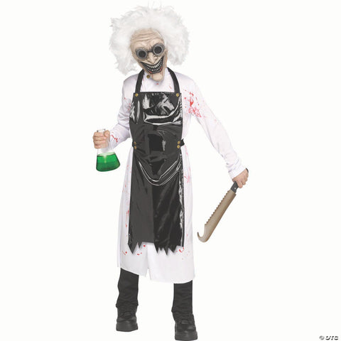 Kids Polyester Mad Scientist Costume with Mask - Large 12-14