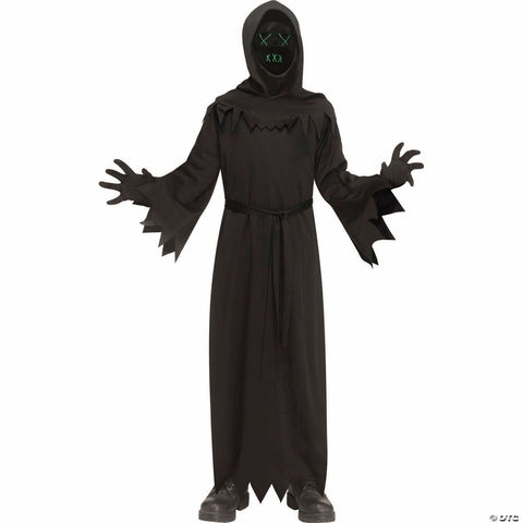 Kids Black Robe with Electroluminescent Mask Phantom Costume - Large 12-14