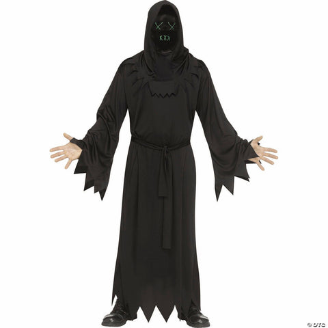 Adults Black Robe with Electroluminescent Mask Phantom Costume