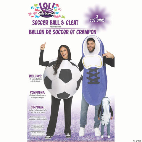 Adults Soccer Ball & Cleat Couples Costume - One Size