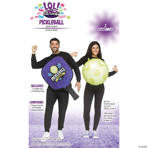 Adults Pickleball Pair Paddle & Pickleball Couples Costume - One Size