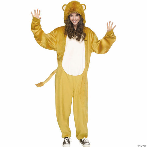 Adults E-Z Lion Hooded Jumpsuit Costume - One Size