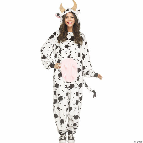 Adults E-Z Cow Hooded Jumpsuit Costume - One Size
