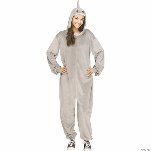 Adults E-Z Shark Hooded Jumpsuit Costume - One Size