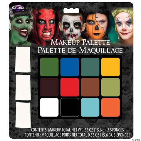 12-Color Oil-Based Makeup Palette with Sponges
