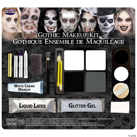 6-Color Goth Makeup Kit with Sponges & Application Brushes
