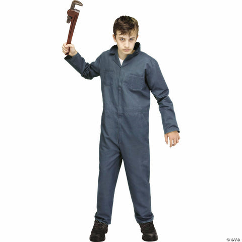 Kids Blue Coveralls Maniac Mechanic Costume -  12-14