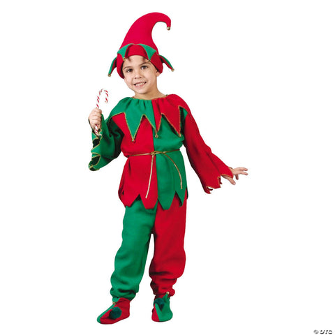 Kids Red, Green & Gold Elf Costume -