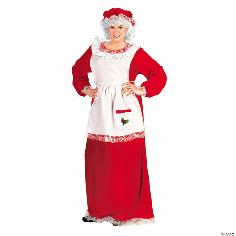 Women’s Red & White Full-Length Dress Mrs. Claus Costume - Plus Size 16W-20W