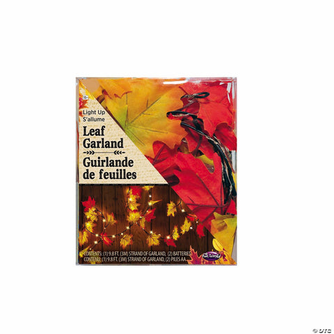9 Ft. Light-Up Red & Orange Fall Leaf Garland