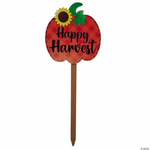 43" Happy Harvest Pumpkin-Shaped Wood Yard Sign