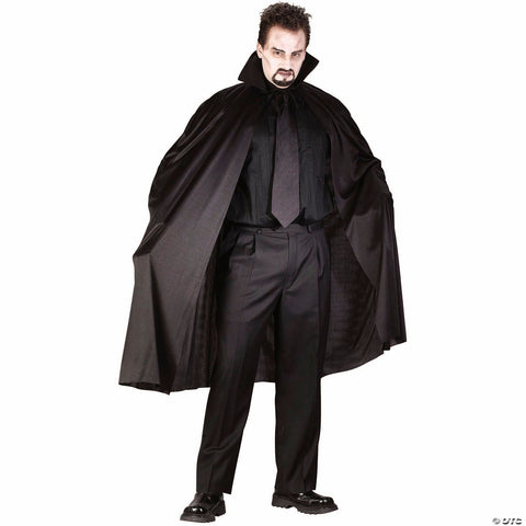 45" Adults Black Polyester Cape with Stand-Up Collar - One Size