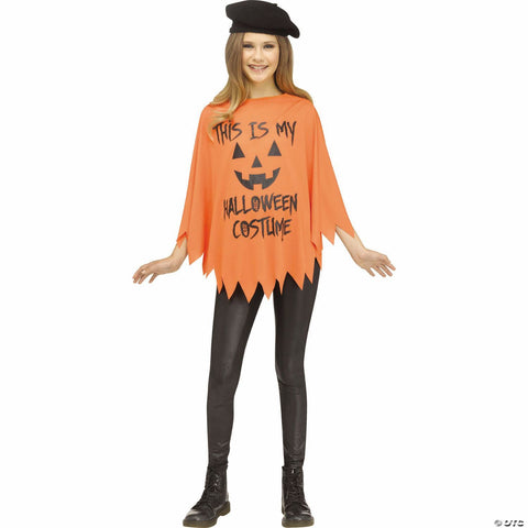 Kids Black & Orange Pumpkin Poncho Costume - One Size