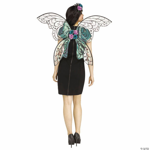 Adults Fantasy Fairy Black Glitter & Purple Sparkle Wings - One Size