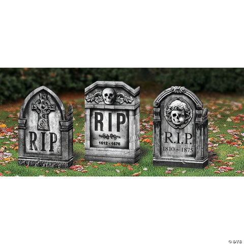 Photo-Realistic Tombstone Cross & Skull Set