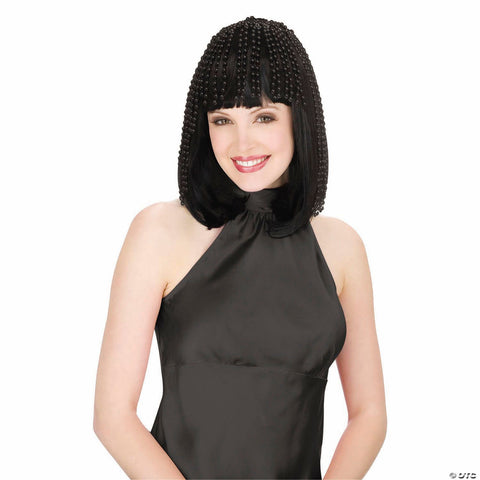 Adults Black Bling Pearl Wig