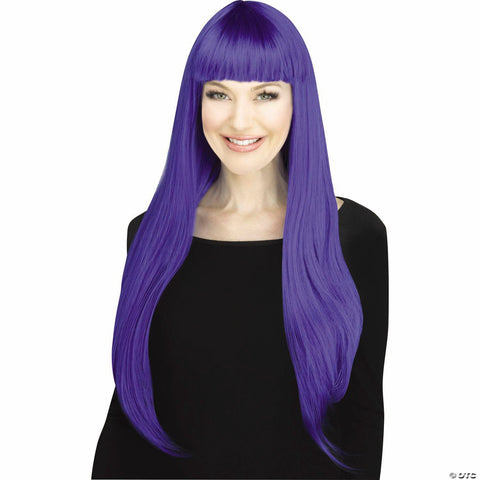 Adults Got You Babe Blue Long Hair with Bangs Wig - One Size